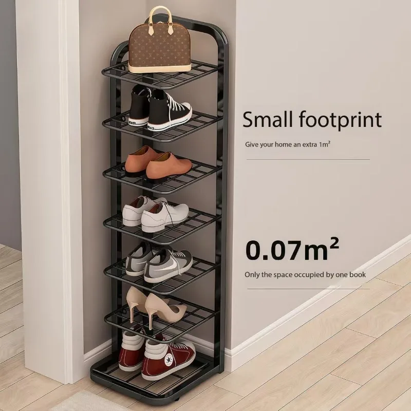 Modern Multi-Tier Vertical Shoe Rack, Narrow Space Saving Shoe Shelf Organizer, Metal Entryway Hallway Closet Bedroom Storage