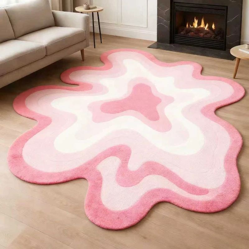 Dopamine Color Bedroom Decor Carpet Abstract Art Carpets for Living Room Fluffy Soft Lounge Plush Rug Home Irregular Floor Mat