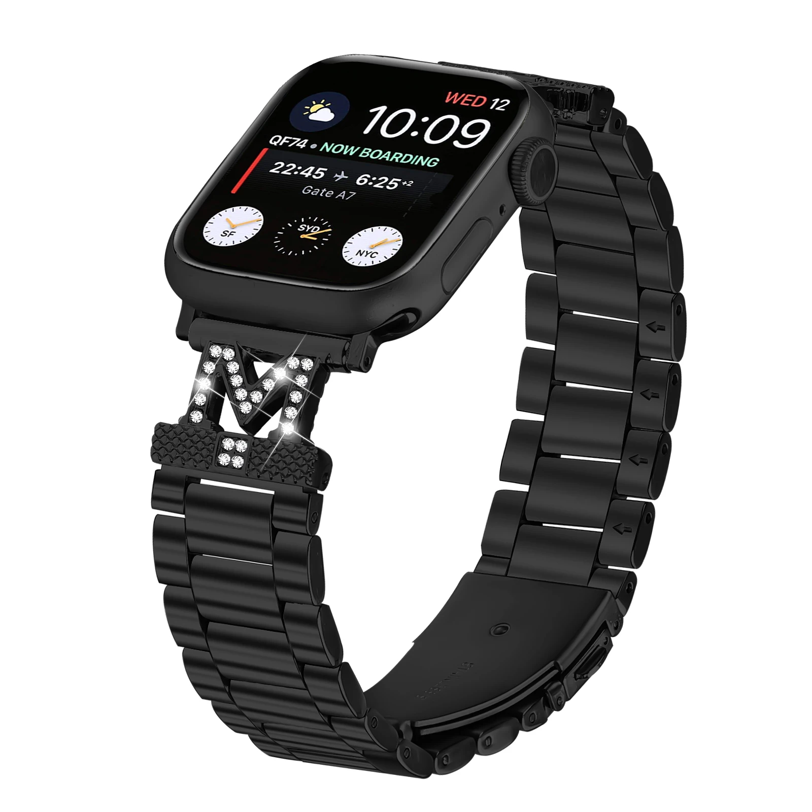 Diamond Stainless Steel Strap for Apple Watch Band 46mm 49 40 44 42 41 45mm Metal Bracelet IWatch Ultra2 Series 10 9 8 7 SE 6 5