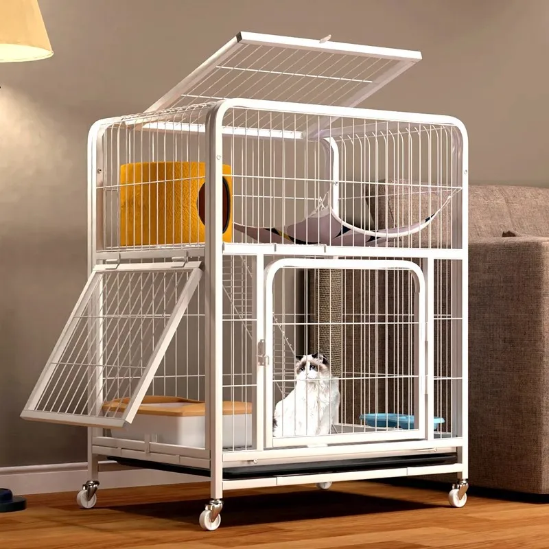 

Прямая продажа от производителя, железо с твердым узором, трехэтажная четырехэтажная кошачья вилла, застежка на кнопку, металлический дом для разведения кошек для кошек