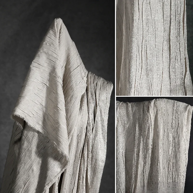 

Apricot Color Pressed Sparkling Embroidered Pleated Retro Texture High Drape Soft Creative Fabric Designer Fabric