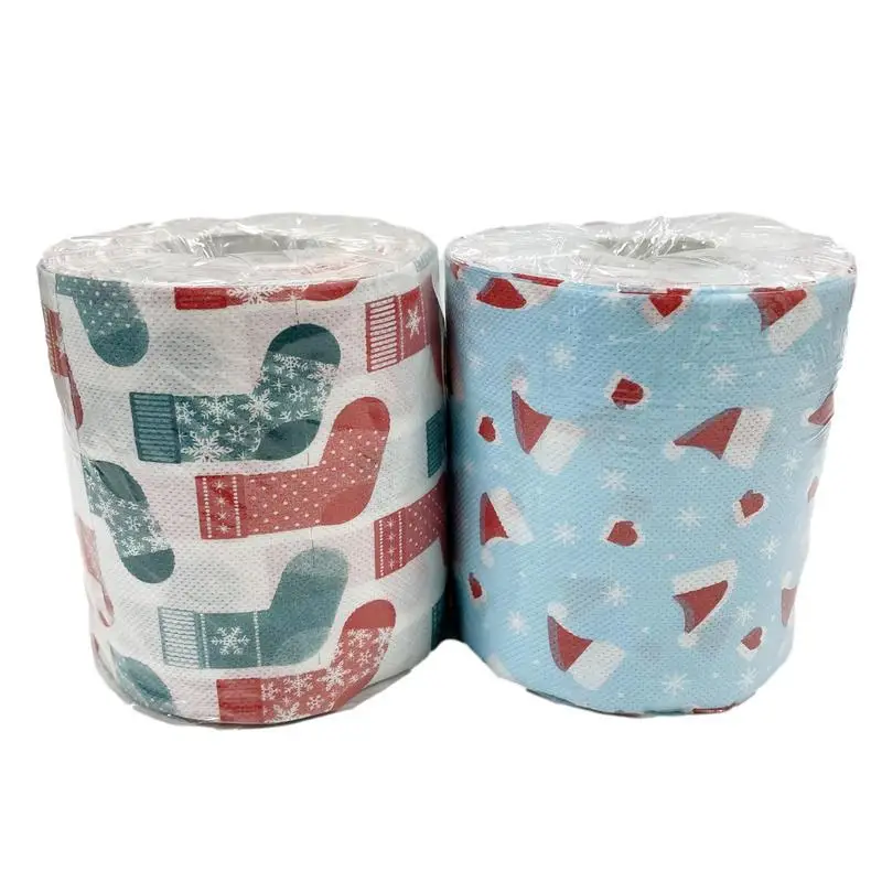 Christmas Toilet Paper Bathroom Tissues With Strong Water Absorption Holiday Creative Dorm Decors Household Paper Roll For