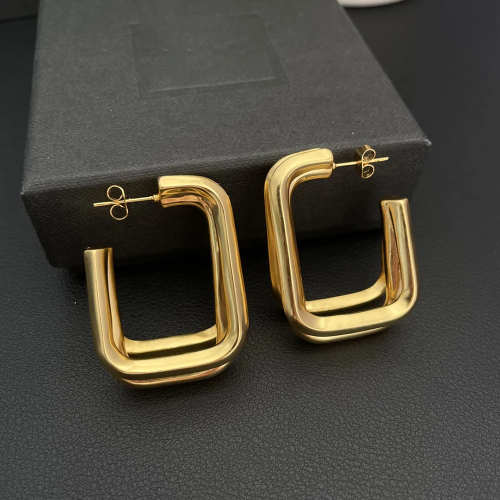 

Báthory Elizabeth 2024 New Fashion Brass Gold Plated Geometric Earrings Women Luxury Jewelry Top Quality Birthday Party Gift