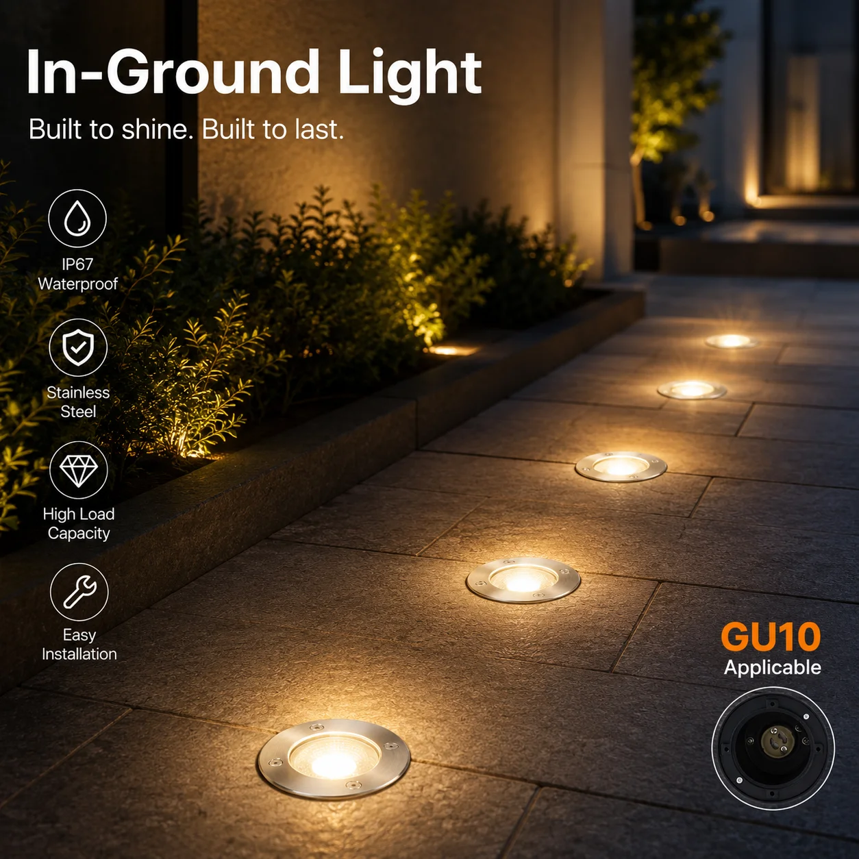 New GU10/Mr16 LED Underground Light Round/Square Floor Lamp Outdoor IP65 Ground Spot Landscape Garden Path Buried Lamp
