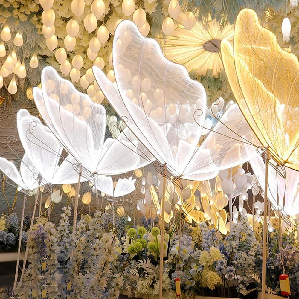 

60cm Butterfly Wing Guide Light Wedding Props Layout White Yellow Light Height Adjustable Stage Decoration Venue 220V