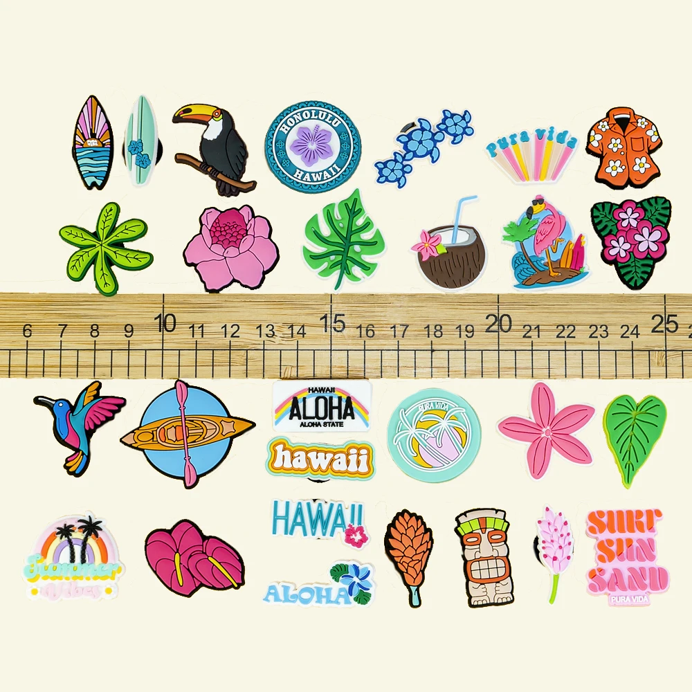 1/30 قطعة هاواي نمط الأحذية السحر موضة زهرة تصفح مجلس للنساء الرجال إكسسوارات أحذية دبابيس ل تسد حذاء رياضة الزينة #5