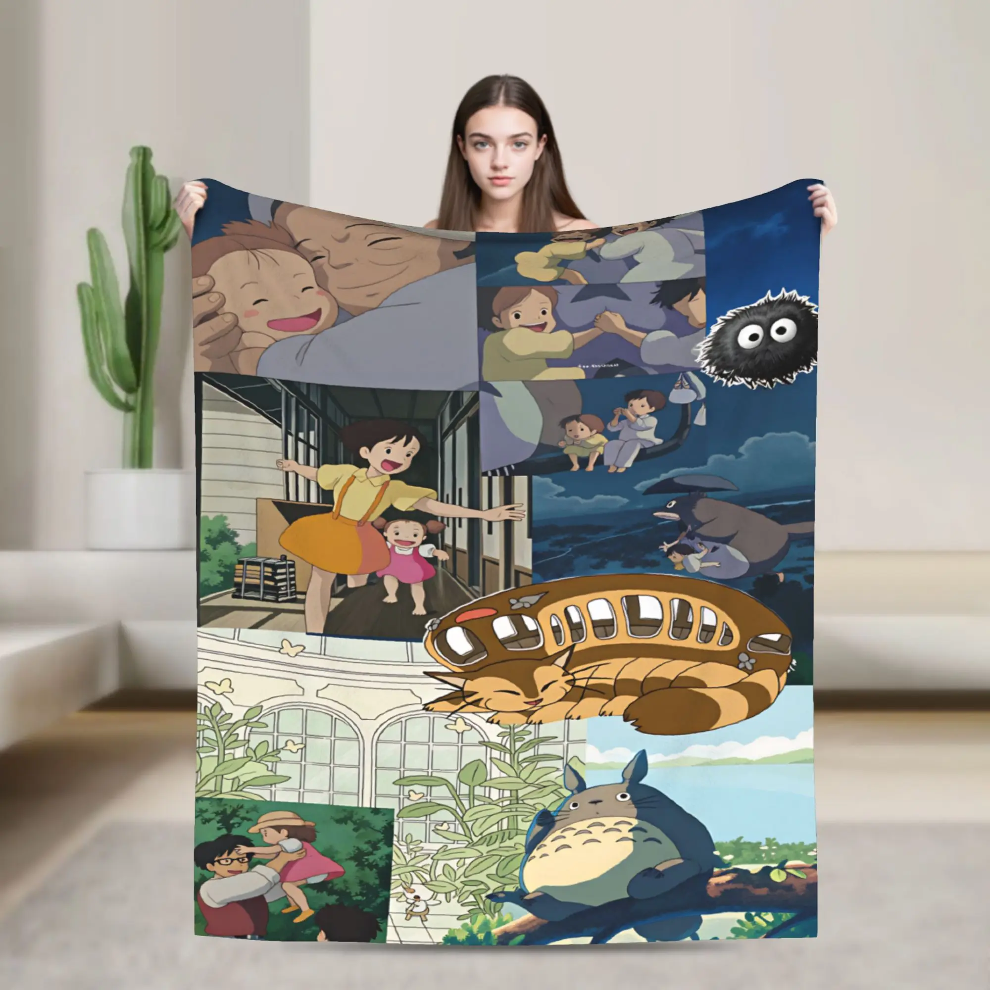 Totoro Flannel Blanket  Soft Warm Throw Blanket for Home Decor Decorative Pattern Bedspread Sofa Bed Cover