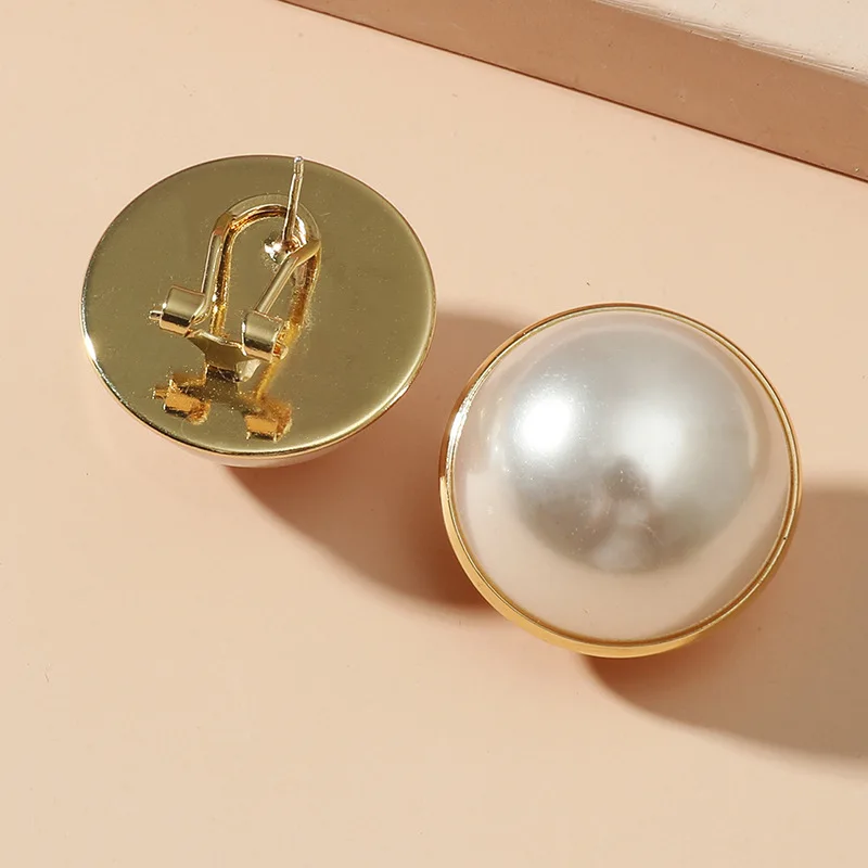 Big Simulated Pearl Earrings Temperament Simple White Statement Earrings For Women Korean Earrings Jewelry Gift