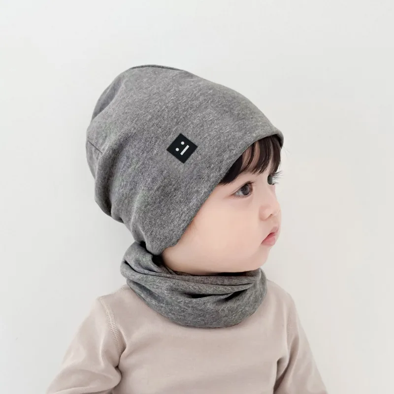 Hat Scarf 2-piece Set Korean Versatile Beanies Hats and Scarves Winter Pure Cotton Children's Hat Set Warm and Windproof Baby