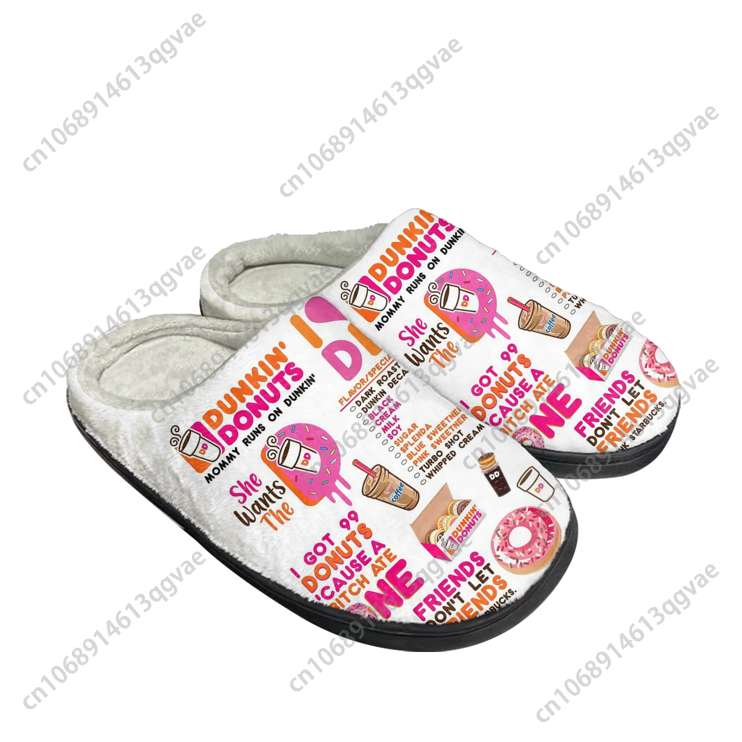 Dunkin' Deez Nuts Drink Home Cotton Slippers Mens Womens Plush Bedroom Casual Keep Warm Shoes Thermal Indoor Slipper Custom Shoe