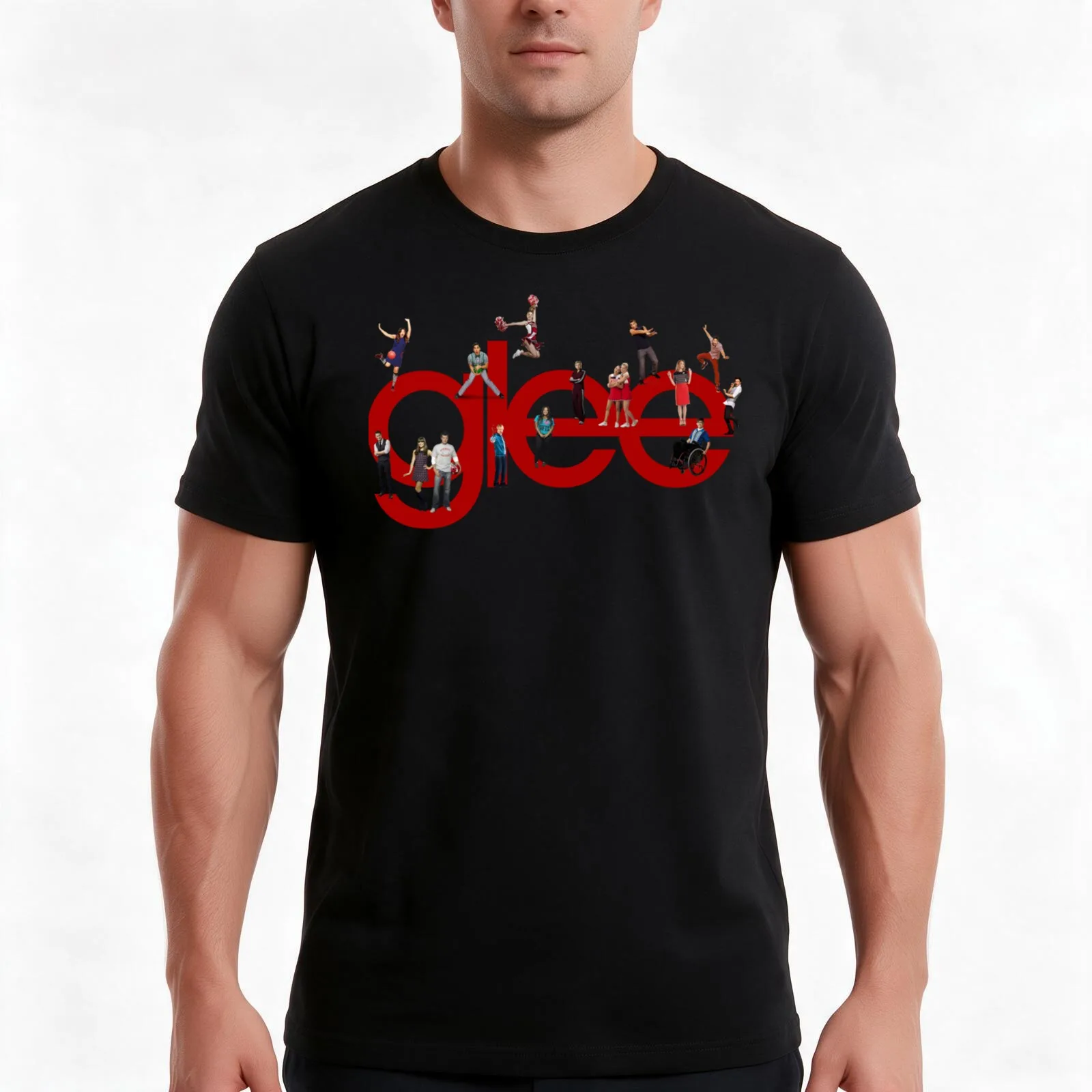 Glee Logo With The Cast T-Shirt Summer Casual Cotton Tee Oversized Streetwear Tops Vintage Graphic Print Unisex Men Women