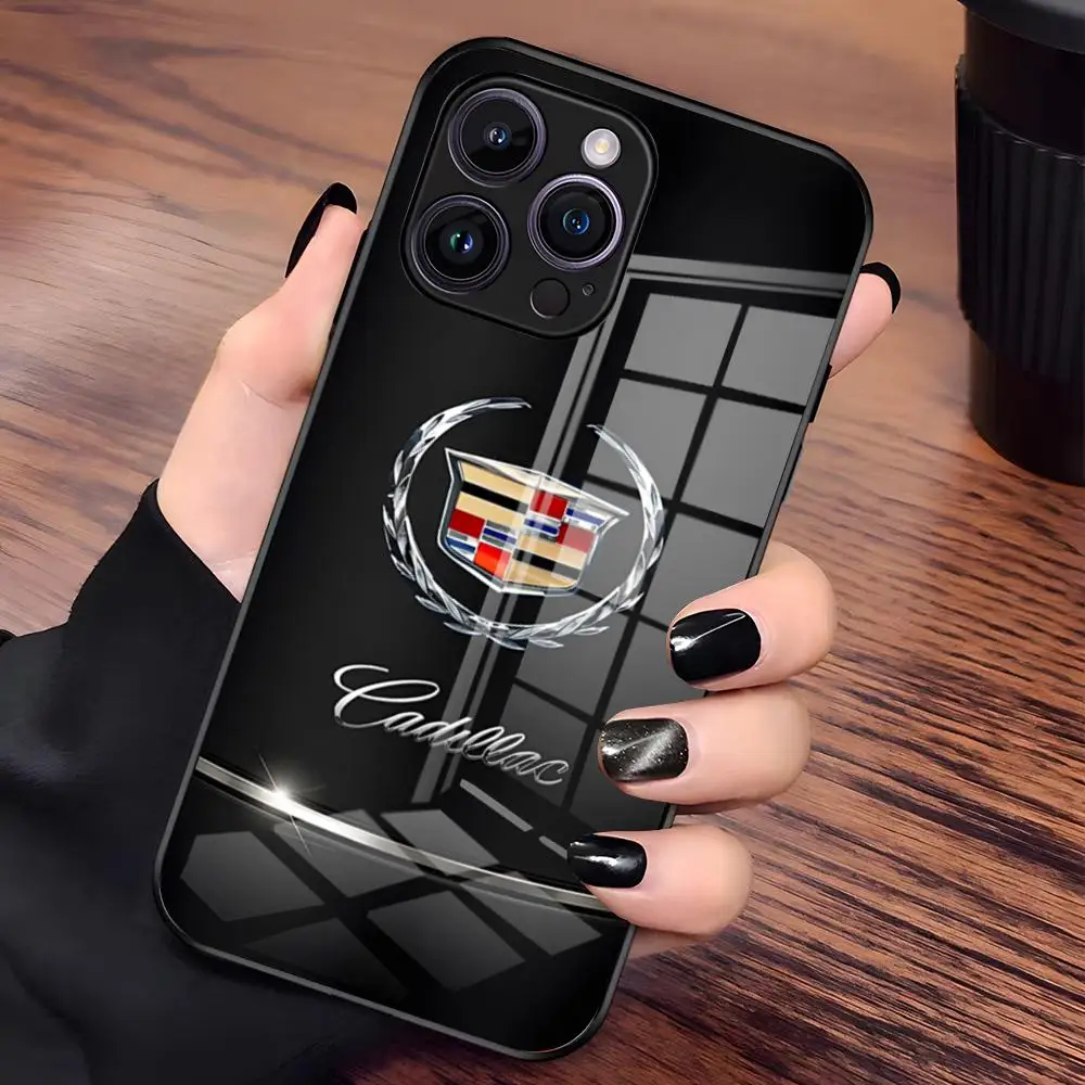 C-Cadillac Handyhülle für iPhone 17 Pro Max 15 Pro 16 14 Plus 12 13 Mini 11 Pro Stoßfeste Glasabdeckung
