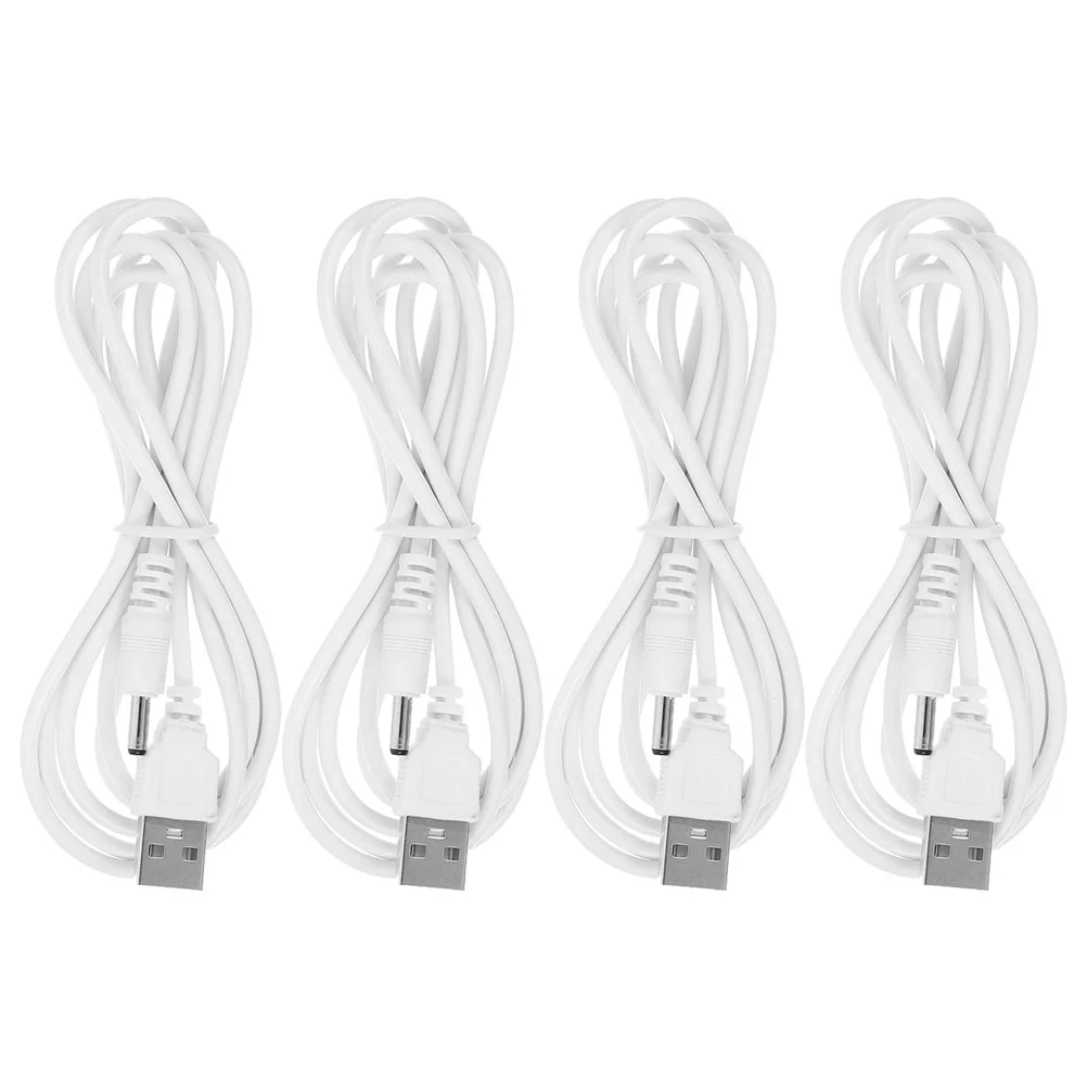 4 Pcs USB Block Charging Cable Cords Dc White Rubber Replacement Cables