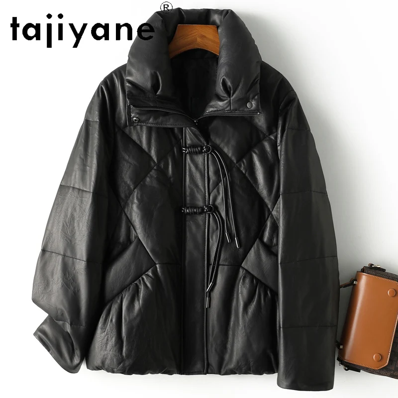 TAJIYANE جلد الغنم الحقيقي أوزة أسفل معطف امرأة أنيقة سترة منفوخة قسط حقيقية سترات من الجلد الشتاء ملابس حريمي 2025 Kosт