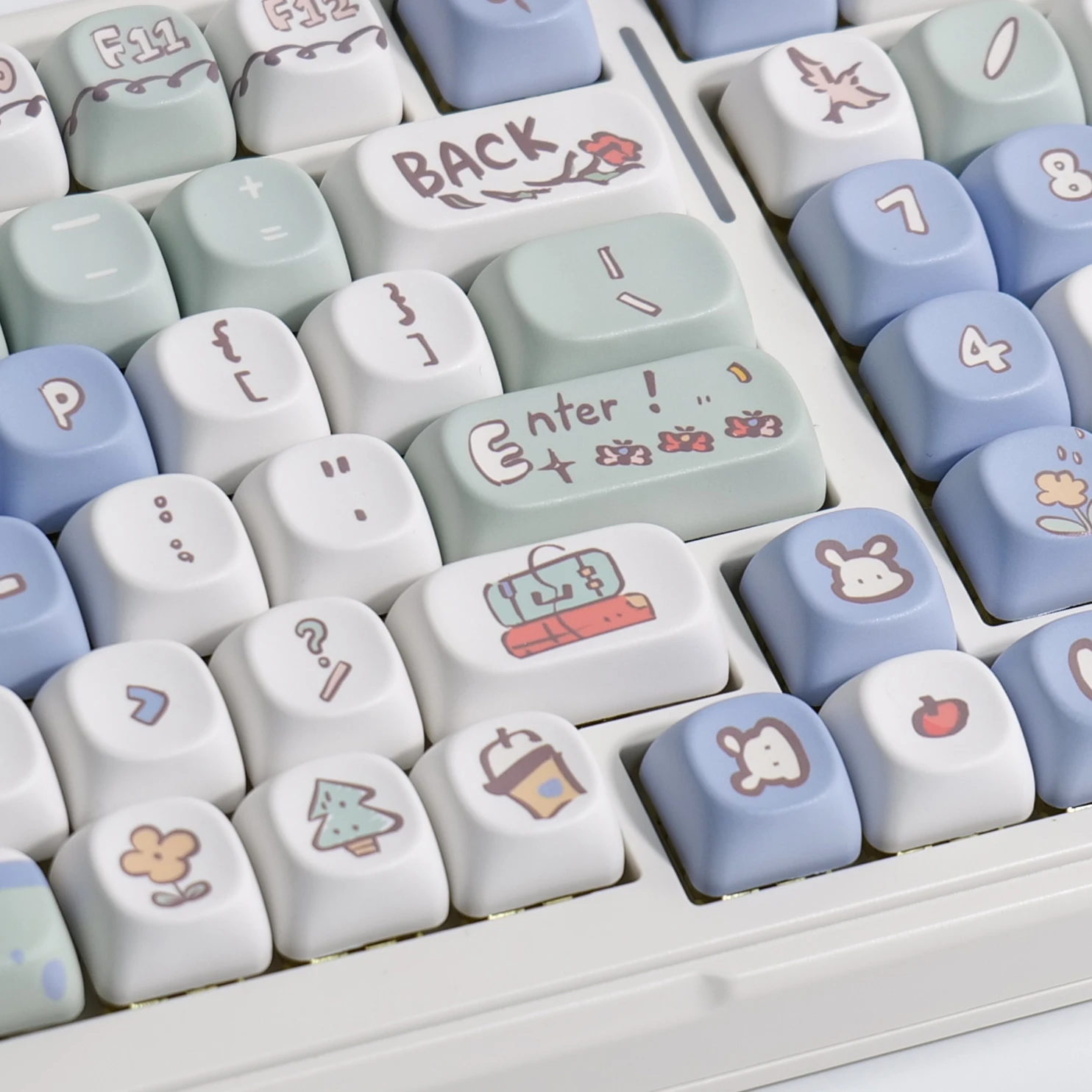 カーリーバンドキーキャップ,pbt,サーマル,昇華,カスタム,メカニカルキーボード,xoa,foa,mda,かわいい,141キー