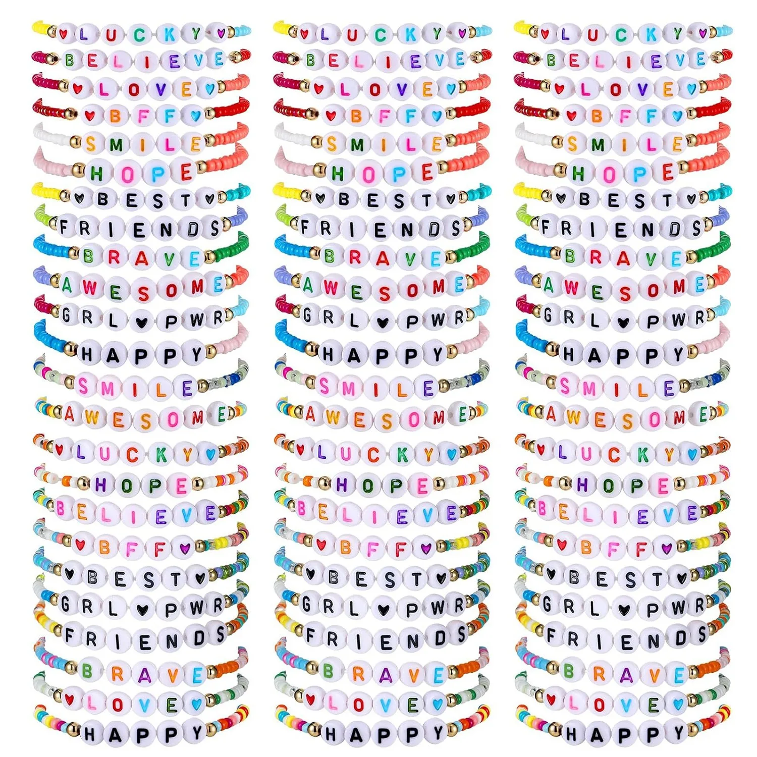 OEM Custom Logo Seed Bead Colorful Bracelets Lovely Lucky Smile Bracelet Jewelry Handmade Letter Bracelet for Women Girls Kids