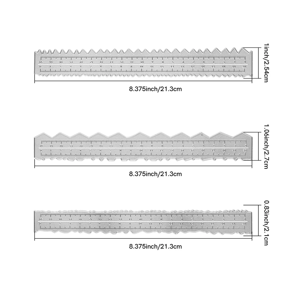 3 rodzaje linijek Deckle Edge wykrojniki wielofunkcyjne rozdzieranie papieru metalowa linijka do DIY Scrapbooking papierowe karty rzemieślnicze 2022