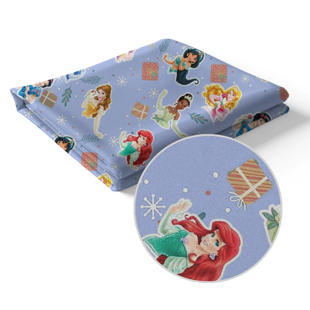 

50*145CM Christmas Disney Princess Cartoon Theme Printed Peach Skin Microfiber for Sewing Quilting Fabric Needlework Material