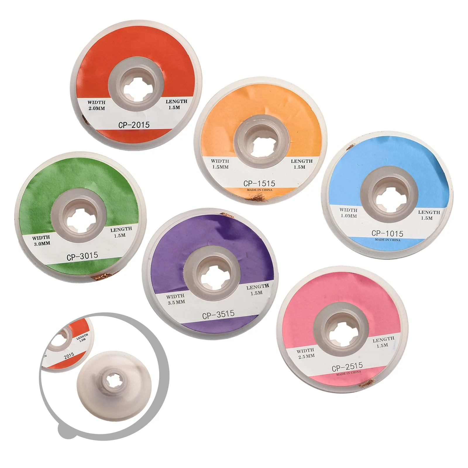 6 Piece 1.5m Copper Desoldering Braid Wire Set with Widths 1.0mm 1.5mm 2.0mm 2.5mm 3.0mm 3.5mm for General Purpose Soldering