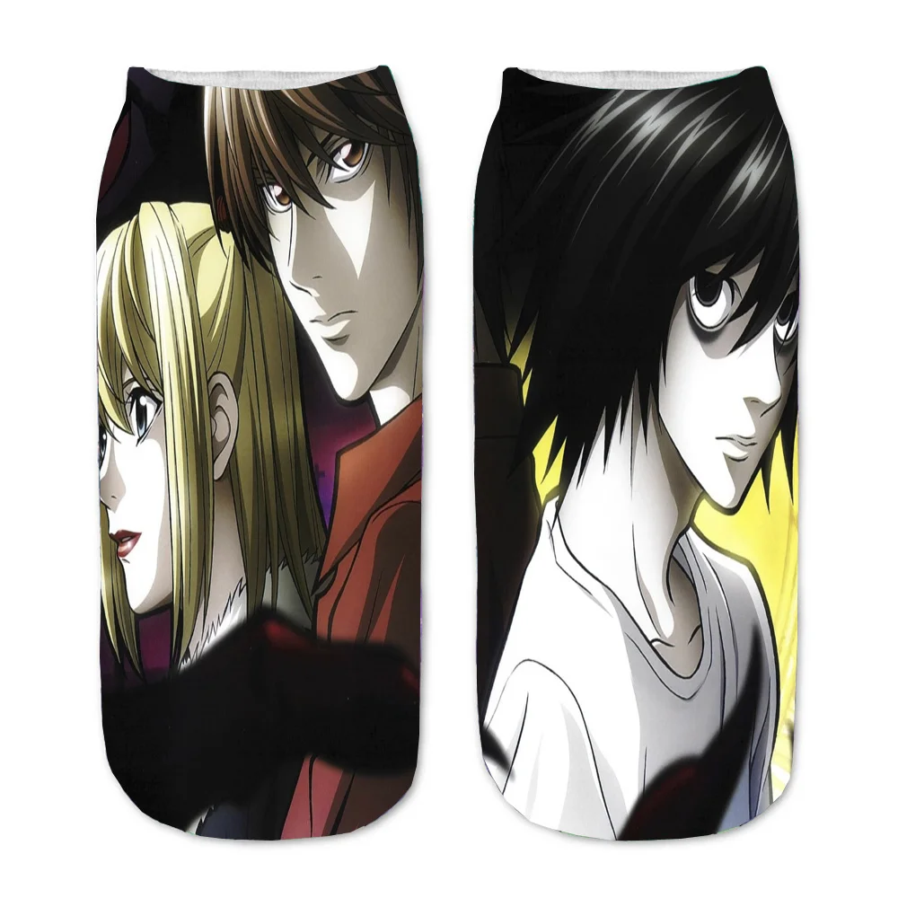 Men Women Socks Anime Death Note 3D Printed Yagami Light Cartoon Straight Socks Short teenager Kawaii Party Ankle cute Sock