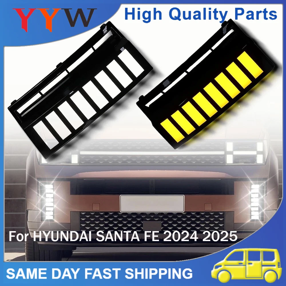 

1 Pair Quality Car Front Bumper Fog Lamp Side Vent Turn Signal LED Daytime Running Lights For Hyundai Santa Fe 2024 2025