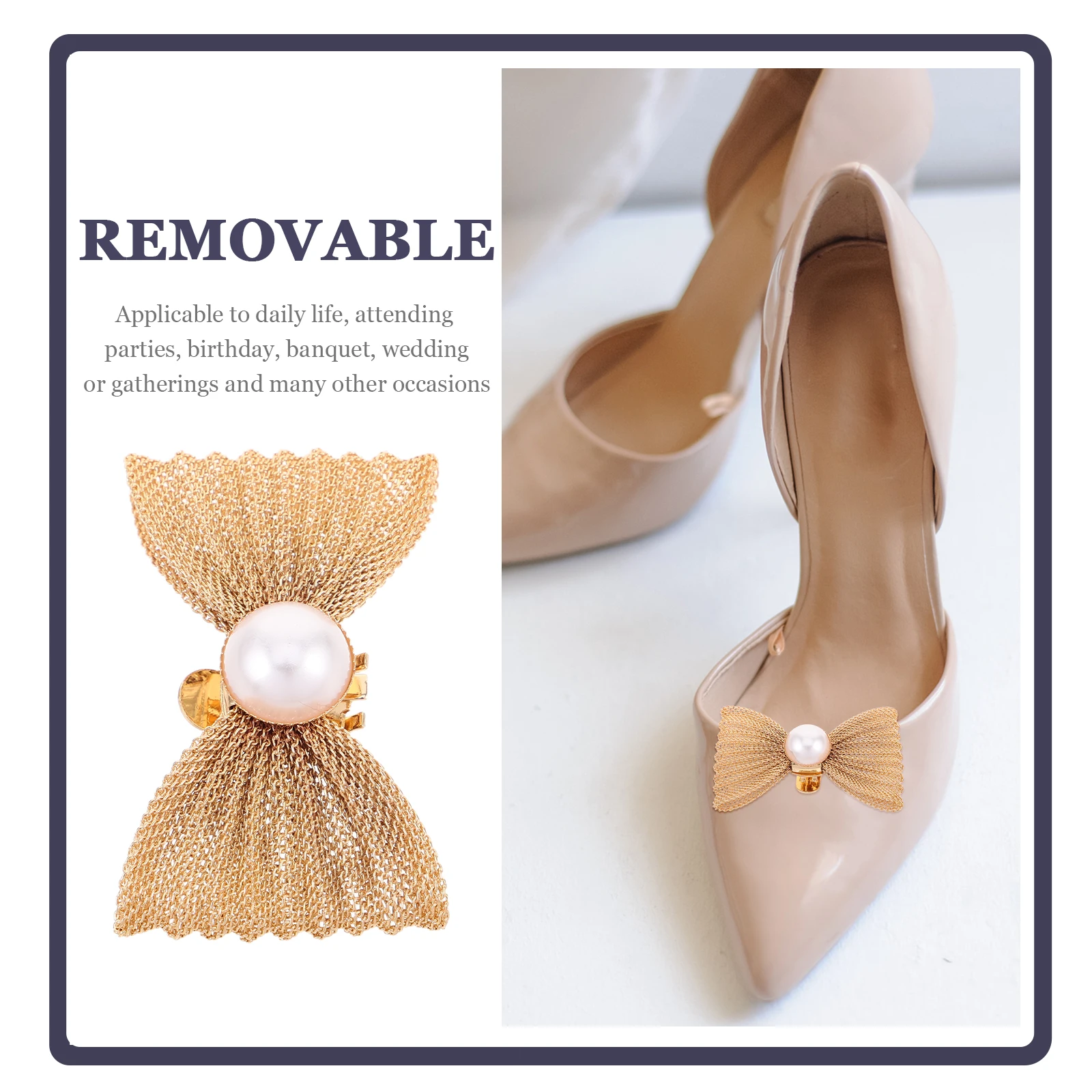 

2Pcs Pearl Shoe Buckle High Heel Clips Detachable Decorations Shoe Bows Clips For Women Women Party Wedding Plastic