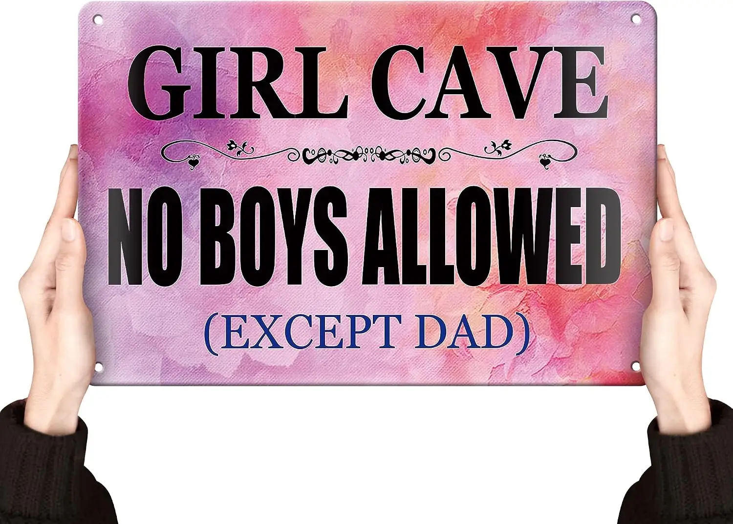 Clolinse Kawaii Cute Room Decor Girl Cave Metal Sign No Boys Allowed Cool Pink Things Bedroom Bathroom Playroom Door Stuff For T