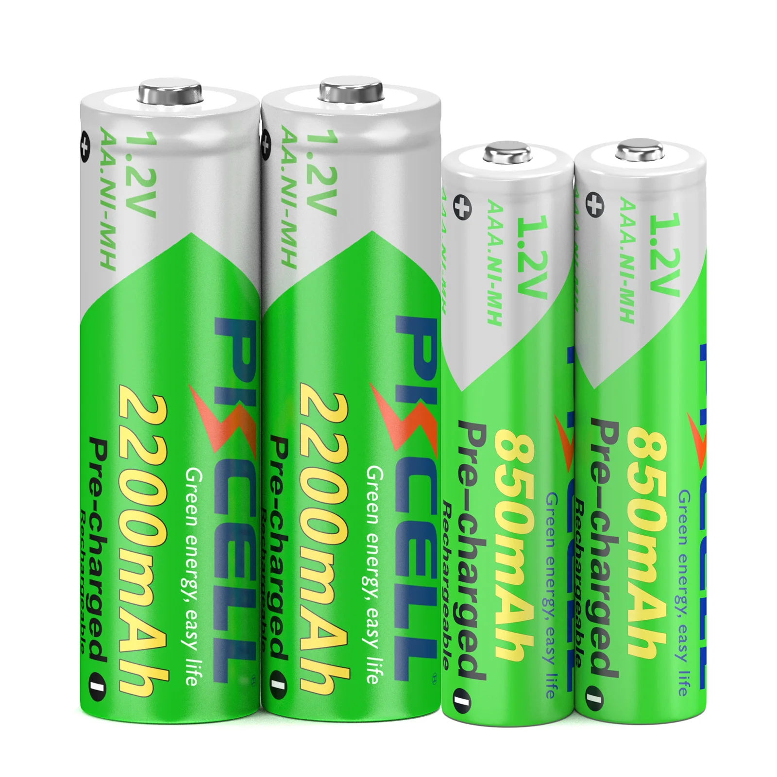 4PC PACK PKCELL 2PC AAA 850mah Battery and 2PC AA 2200MAH 3A 1.2V Ni-MH Batteries low self discharge with AA/AAA battery holder