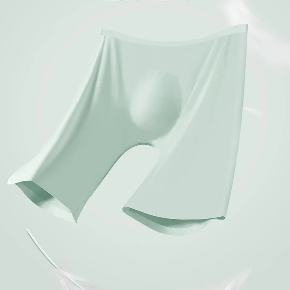 2023 العلامة التجارية الجديدة السروال الذكور الملاكمين سراويل داخلية للرجال تنفس للبنين الحرير الجليد طويلة الساق السراويل U محدب الحقيبة