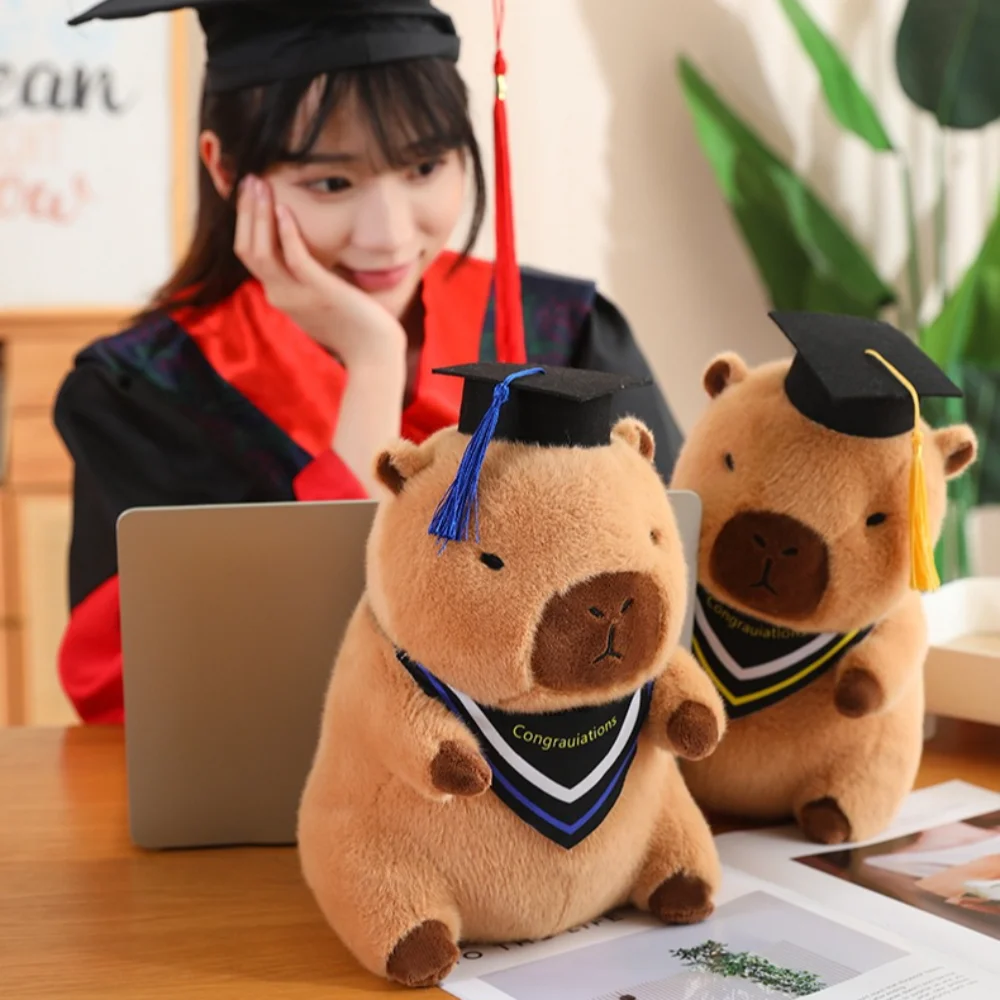 Capivara graduado capivara bonecas de pelúcia pano boneca simulação capibara anime brinquedo fofo 30cm/40cm macio capivara boneca de pelúcia