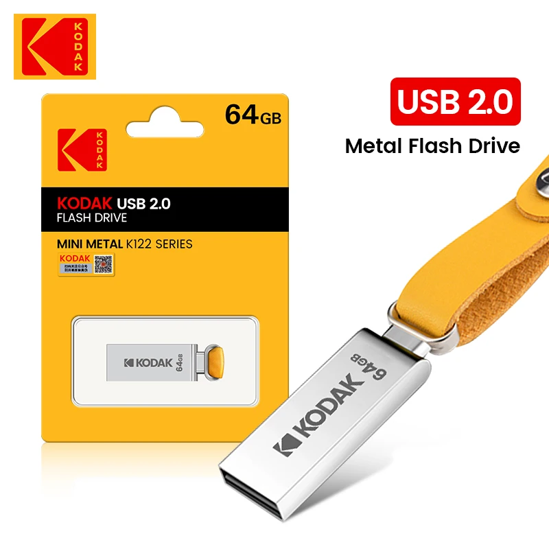 KODAK K122 USB2.0 USB Flash Drive Mini Full Metal 32GB 64GB 128G Pen Drive for Car Music Computer Office