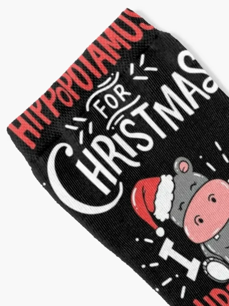 I Want Hippopotamus For Christmas Hippo Xmas Gift Socks with print anti slip football Women's Socks Men's