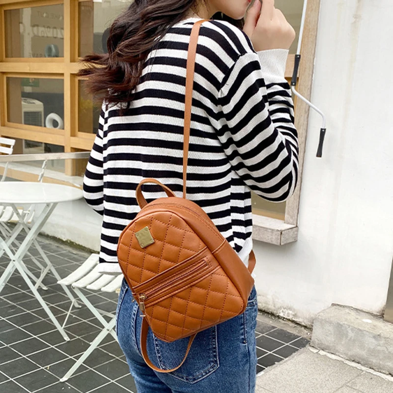 Mini sac à dos en cuir PU pour femme, sac à bandoulière multifonction, sacs messagers, pack de poudres de téléphone pour femme, marque de luxe initiée