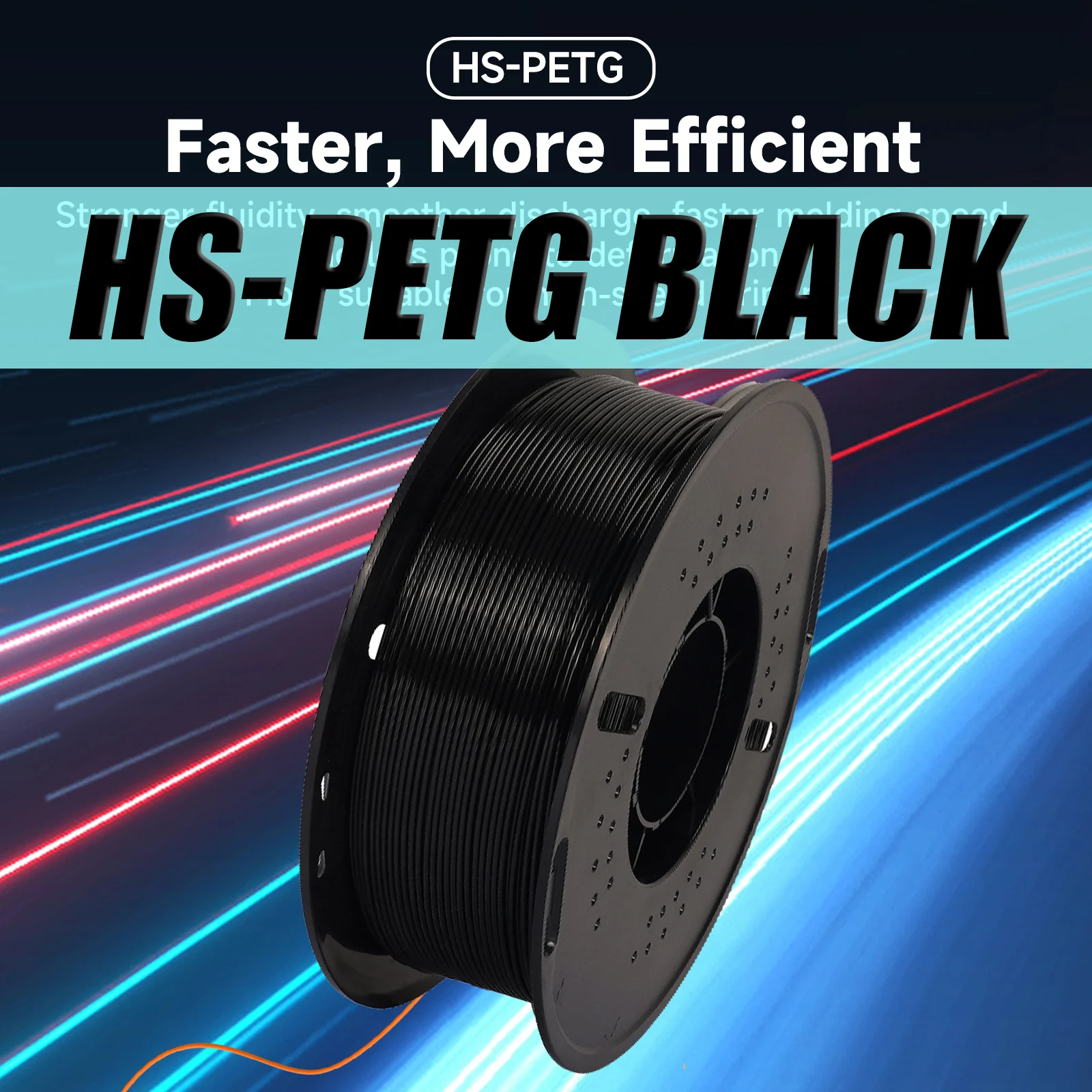 New HS-PETG Black 1.75mm Dimensional Accuracy+/-0.03mm 1-10KG 3D Printer Materials High-speed Printing 3D Printer Filament