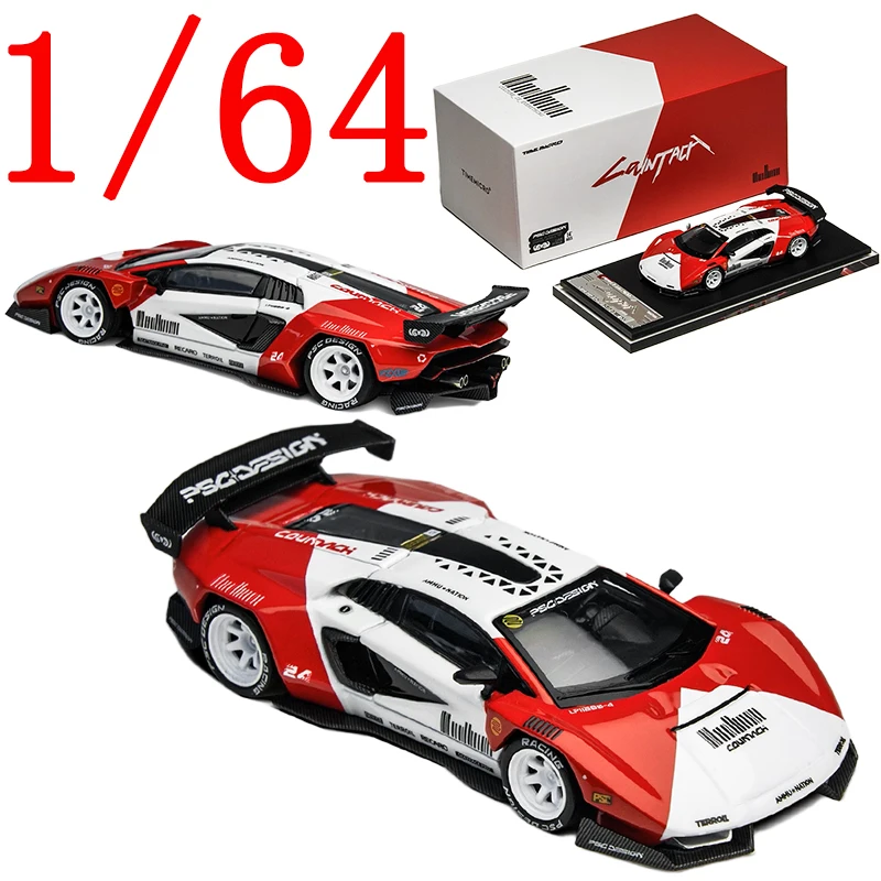 TM Diecast 1/64 Skala Model Samochodu Lamborghini ze Stopu Metali Lamborghini Countach V Czerwony Pojazd Zabawka dla Chłopców Prezent Oryginalne Opakowanie