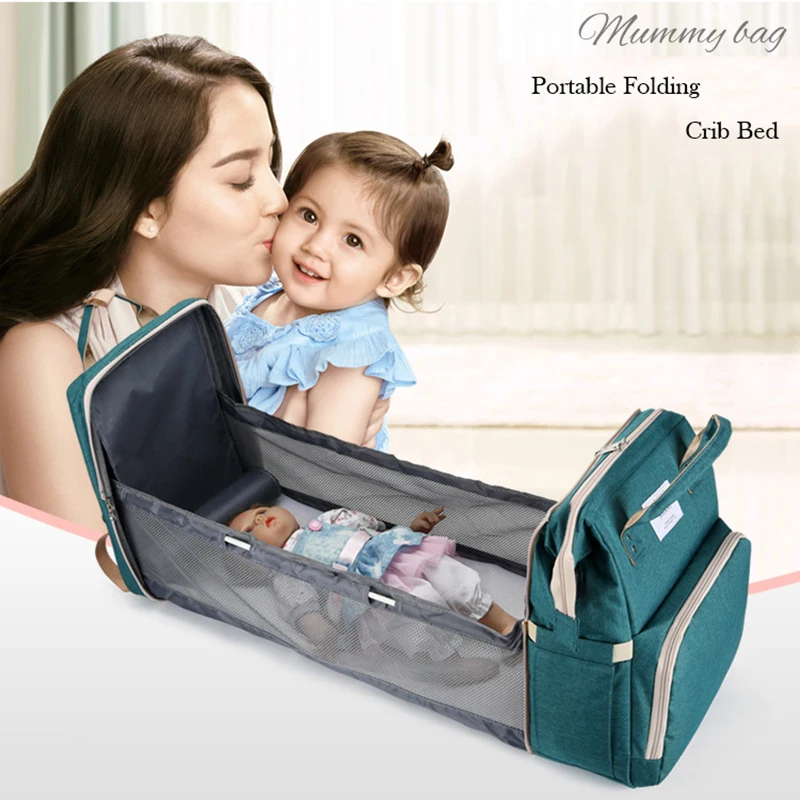 Diaper Bag Lightweight Portable Folding Crib Bed Large-capacity Travel Maternity Bags Baby Backpack Female Mummy Outting Bag