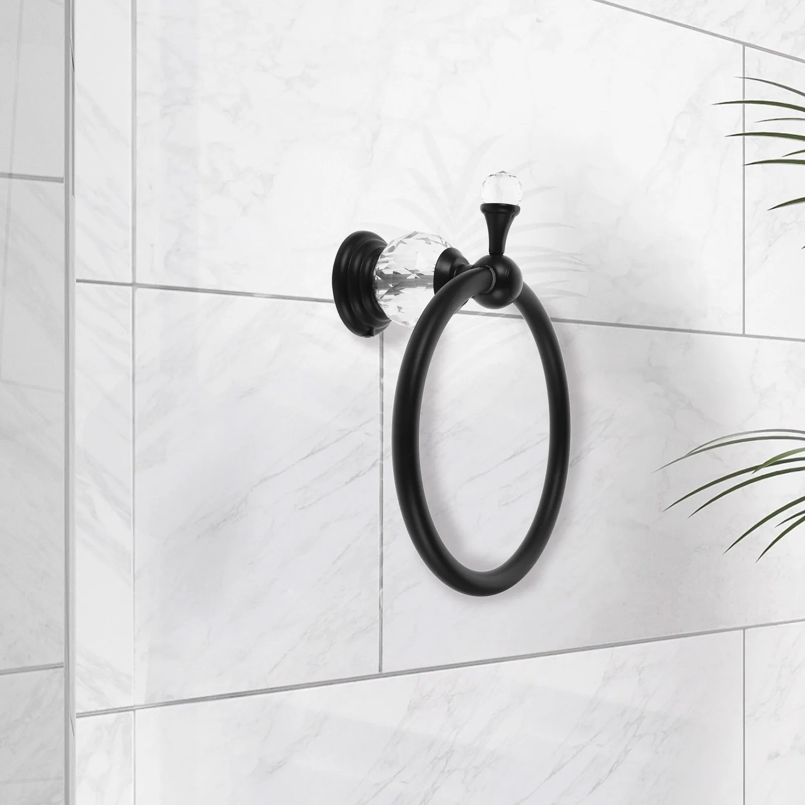 

Ring Hand Hanger Black Rack Bathroom Holder Wall Mount Zinc Alloy