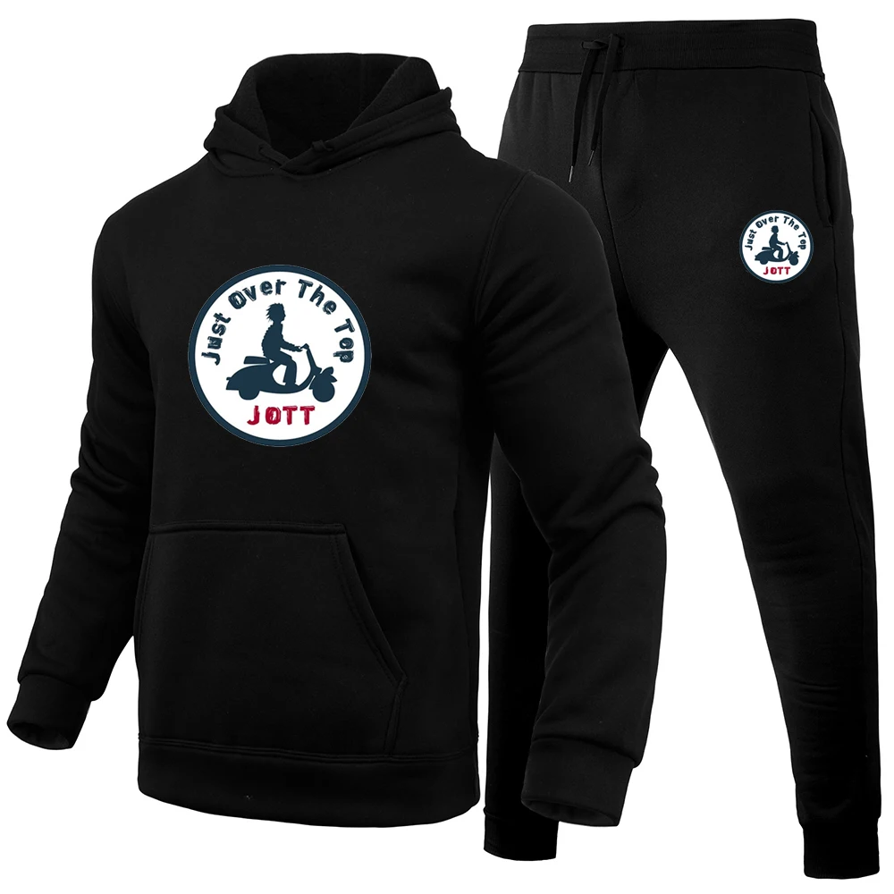 Men\'s sportswear casual wear sportswear and jogging fitness suit printed top hoodie and sports pants 2-piece set for spring