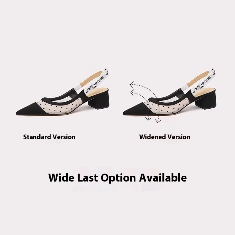 Dunne sandalen met hoge hakken zomer nieuwe puntige mesh dot wrap strik schoenen banket groot formaat klein formaat verbrede versie damesschoenen