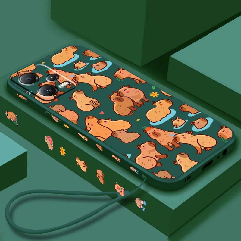 

Art Cute Capybara Popular For Xiaomi Redmi Note 14 13 13R 12 12R 11 11E 11T 11S Pro Plus 5G Liquid Left Rope Phone Case