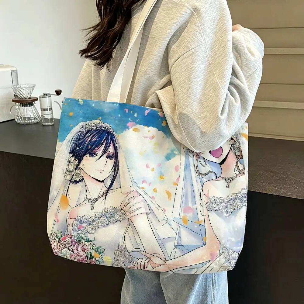 M-Manga C-Citrus Y-Yuzu Aihara M-Mei Aihara Large Capacity Cotton Polyester Zipper Tote Bag Daily Shopping Shoulder Handbag