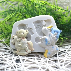 Baby Shower Party 3d Siliconen Fondant Mal Voor Cake Decoreren Cake Suiker Ambachtelijke Chocoladevormen Tools Diy