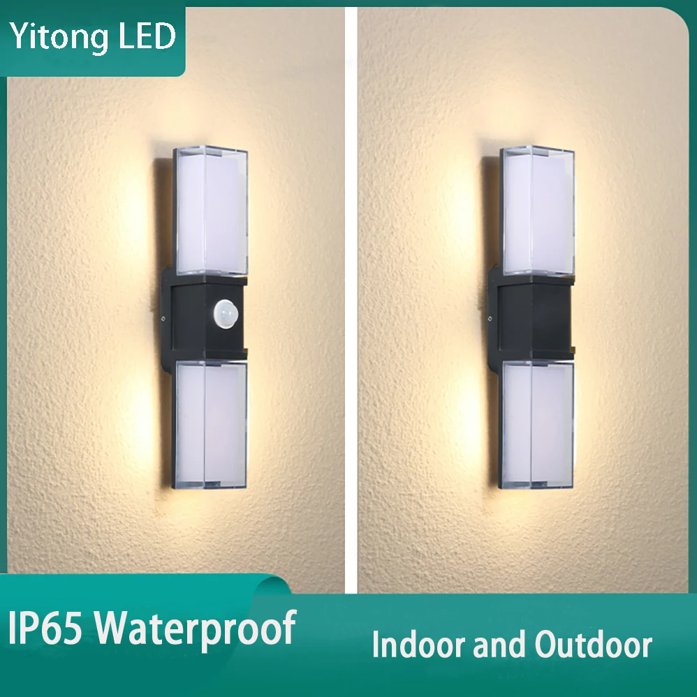 

AC85-265V 12W LED Wall Lamp Indoor&Outdoor IP65 Waterproof Infrared Human Body Induction Modern Minimalist Style Lamps