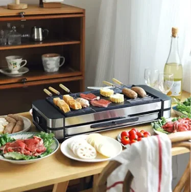 Electric Smokeless Indoor Grill, Healthy Non-Stick BBQ Grill for Kebabs & Steak, Household Kitchen Appliance
