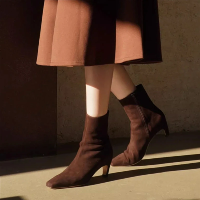 MORAZORA حجم 34-42 جديد طبيعة الصوف أحذية الشتاء الدافئة النساء جلد الغزال عالية الكعب سستة الثلوج الأحذية موضة حذاء من الجلد الأحذية