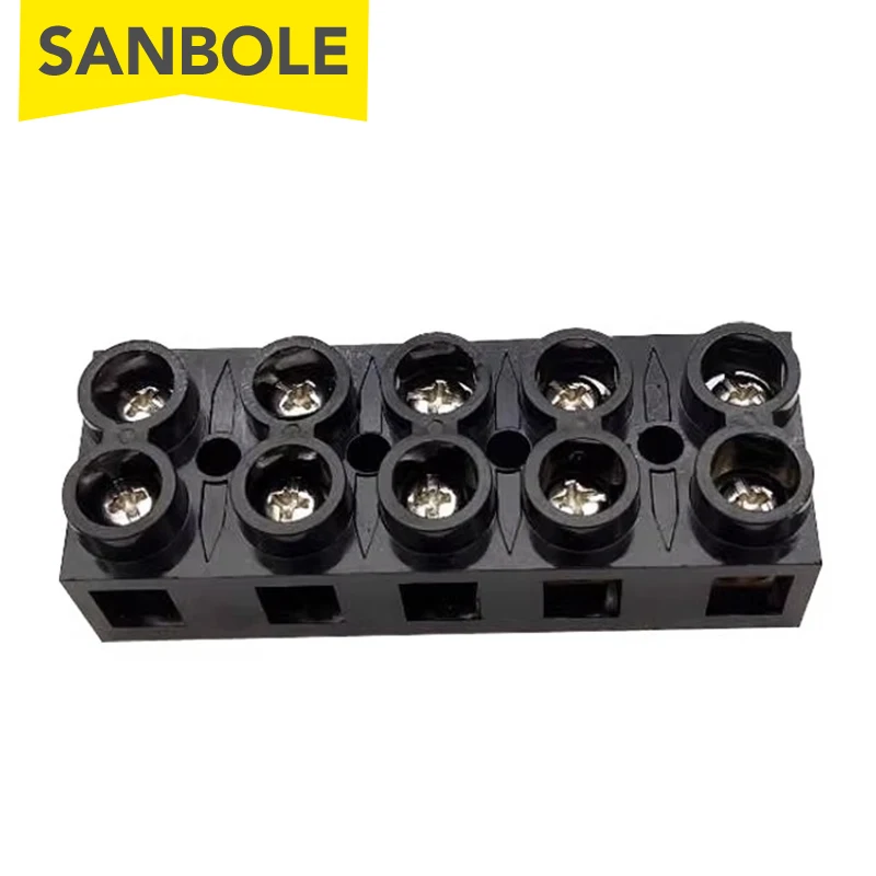 5Pcs Fixed Terminal Block 60A 5P Brass Conductor Black X5-6005 JX5-6005 Screw Connection For Wiring Connector Base