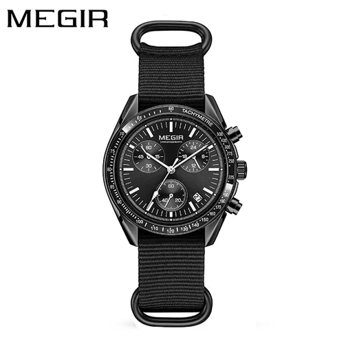 MEGIR 2247 nuevo reloj de lujo para hombre, correa trenzada de lona, cronógrafo deportivo, luz nocturna, reloj de cuarzo resistente al agua para hombre, reloj para hombre