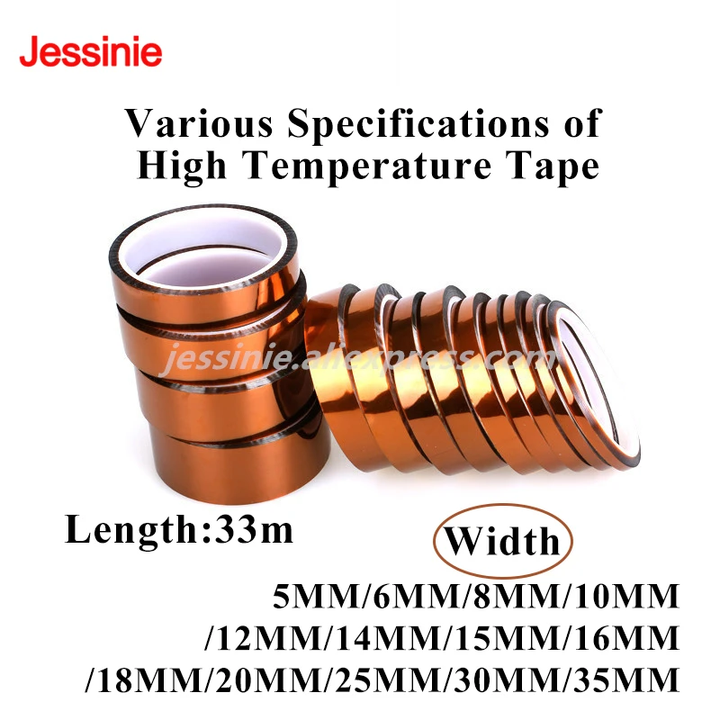 33m Long Gold Finger High Temperature Resistant Tape Polyimide Tape Multi Size Anti Static Lithium Battery Insulation Tape