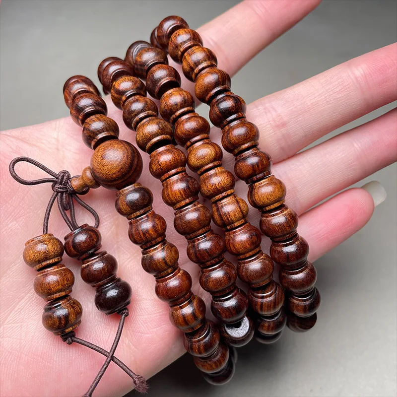 Natural Black Pear Chinese Lantern Rosary Buddha Beads Bracelet Unisex Huanghua Pear Wen Play Handheld Neck Hanging Hand String