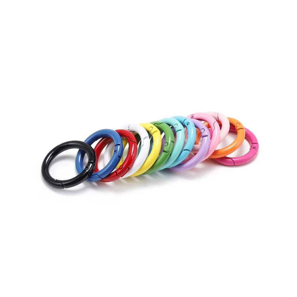 5Pcs/Lot 21 Colors Metal O Ring Spring Clasp Openable Round Carabiner Keychain Clips Hook Dog Chain DIY Jewelry Buckle Connector